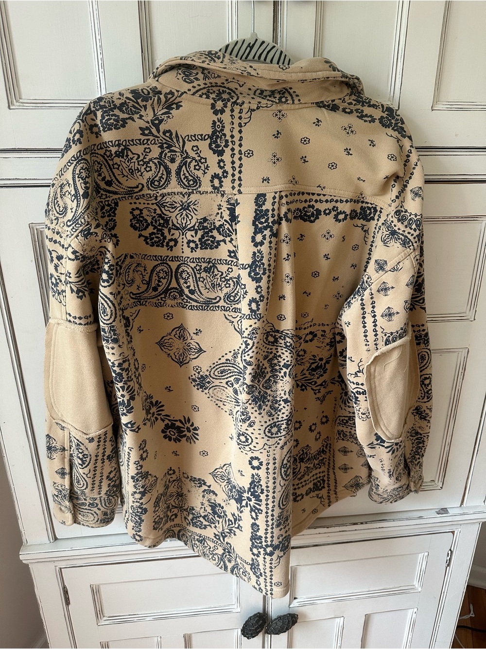 Blue B Beige and Black Bandana Print Button-Up Jacket - Picture 3 of 7